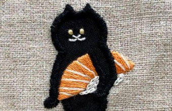 猫さん刺繍 握り寿司をかっこよく運んじゃう猫が話題です 猫ねこ部